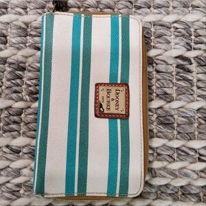 Dooney & Bourke White and Teal Striped Wallet